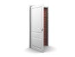 Opened door to bricked wall