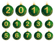 Green Christmas Balls with numerals 0-9