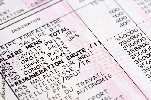 Photo: Bulletin de salaire Bulletin de salaire