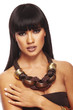 young beutiful brunette with long necklace