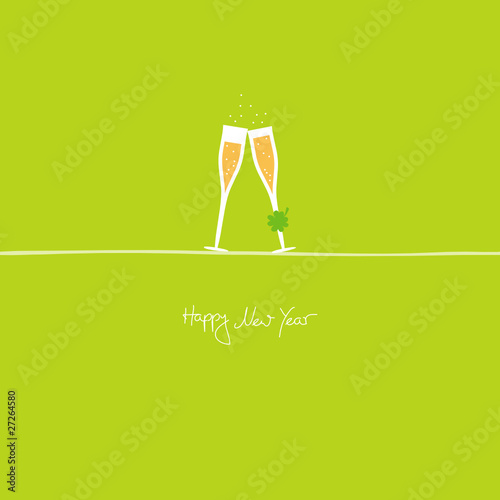 Vektor: Champagne "Happy New Year" Champagne "Happy New Year"