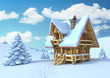 mountain house winter scene mountain house winter scene