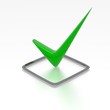 Checkbox with green checkmark isolated on white