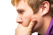 Closeup of a young thinking man