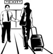 Vector: Flying attendant with woman Flying attendant with woman