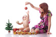 Baby and mum with Christmas  decoration