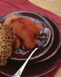 Coings rôtis au gingembre et au vin rouge à la confiture de groseille