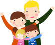 a happy family with two children