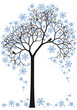 winter tree with snowflakes, vector