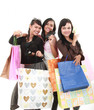 Happy asian woman shopping concept isolated studio shot