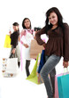 Happy asian woman shopping concept isolated studio shot