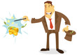 Businessman character making money instantly