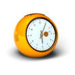 Ilustración: orange vintage alarm clock over a white background orange vintage alarm clock over a white background