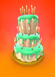 Cartoon style cake and candles