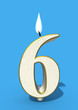 Sixth birthday candle on