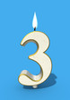 Three as birthday candle