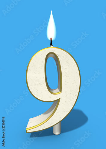 Illustration: ninth birthday nine candle ninth birthday nine candle