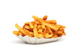 Pommes in der Schale auf weiß isoliert