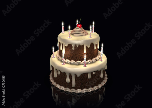 Illustration: Birthday cake an cherry Birthday cake an cherry