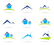 Real estate / houses logo icons isolated on white. Vector