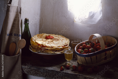 Photo : Pancakes and strawberries Pancakes and strawberries