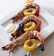 Gambas and apricot creole brochettes