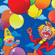 Funny clowns on a blue sky background. Funny clowns on a blue sky background.