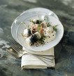 Rollmops with cream, dill and pink pepper berries