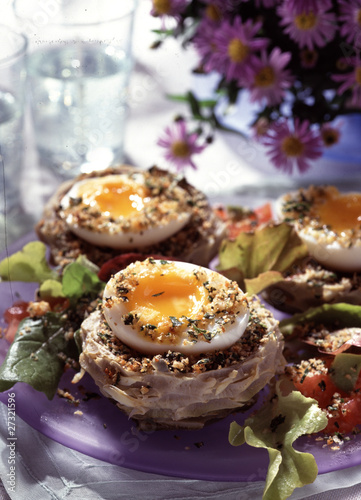 Photo: Artichoke bases filled with soft boiled eggs Artichoke bases filled with soft boiled eggs