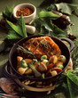 Duck brast with orange and broad beans