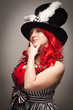 Sassy Red Haired Woman Wearing Bunny Ear Hat Sassy Red Haired Woman Wearing Bunny Ear Hat