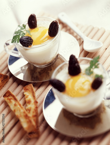 Photo: coddled egg with morel mushrooms and grilled soldiers coddled egg with morel mushrooms and grilled soldiers
