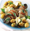 Trout wrapped in bacon and sage