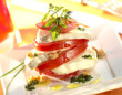 Tomato,mozzarella and walnut mille-feuille