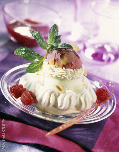 Photo: vacherin meringue, cream and ice cream dessert vacherin meringue, cream and ice cream dessert