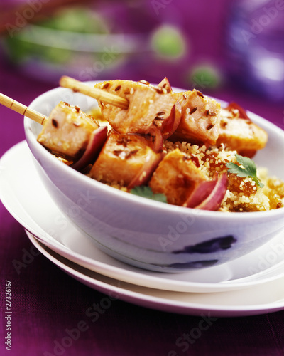 Photo: salmon skewer and taboule salmon skewer and taboule