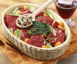 Raw beef for bourguignon