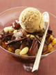 Caramelized dried fruit with coffee ice cream 