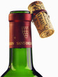Bottle neck and cork of a bottle of red wine