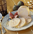 Sliced bloc of foie gras with aspic