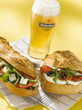 Summer sandwichs with beer