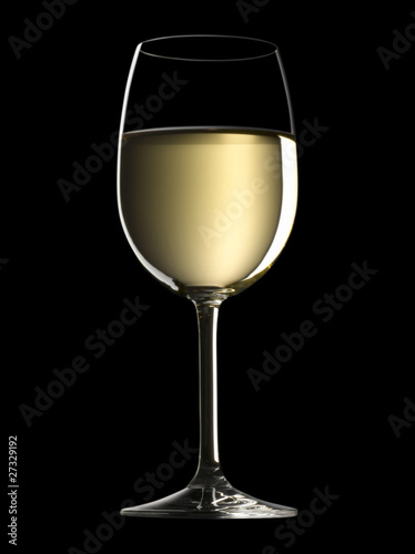 Photo: Glass of white wine on a black background Glass of white wine on a black background
