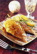 Roast capon supreme with orange and artichoke purée