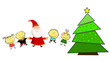 Vector New year card with kids