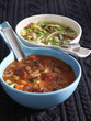Tomato soup and Minestrone with pesto