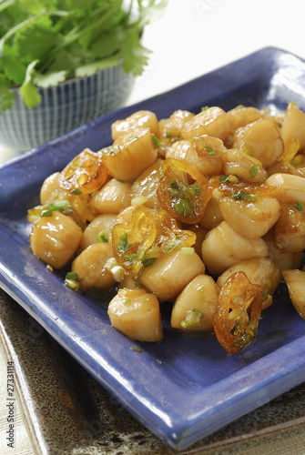 Photo: Petoncle scallops caramelized with kumquats Petoncle scallops caramelized with kumquats