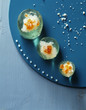 Salmon roe and tapioca in white wine aspic
