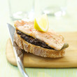 Salmon trout and tapenade on toast