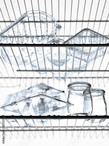 Photo: Empty glass containers in the refrigerator Empty glass containers in the refrigerator