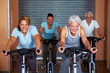 Vier Menschen beim Spinning